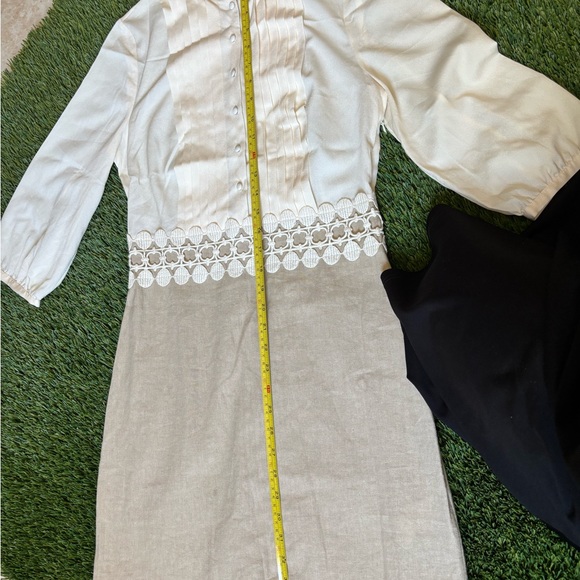 NWT ElegantCream and Tan Dress with Lace  Size S - Picture 12 of 15
